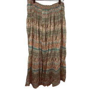 REVUE Womens Skirt multicolor Maxi Broomstick Gauzy Flowy Bohemian Festival Larg